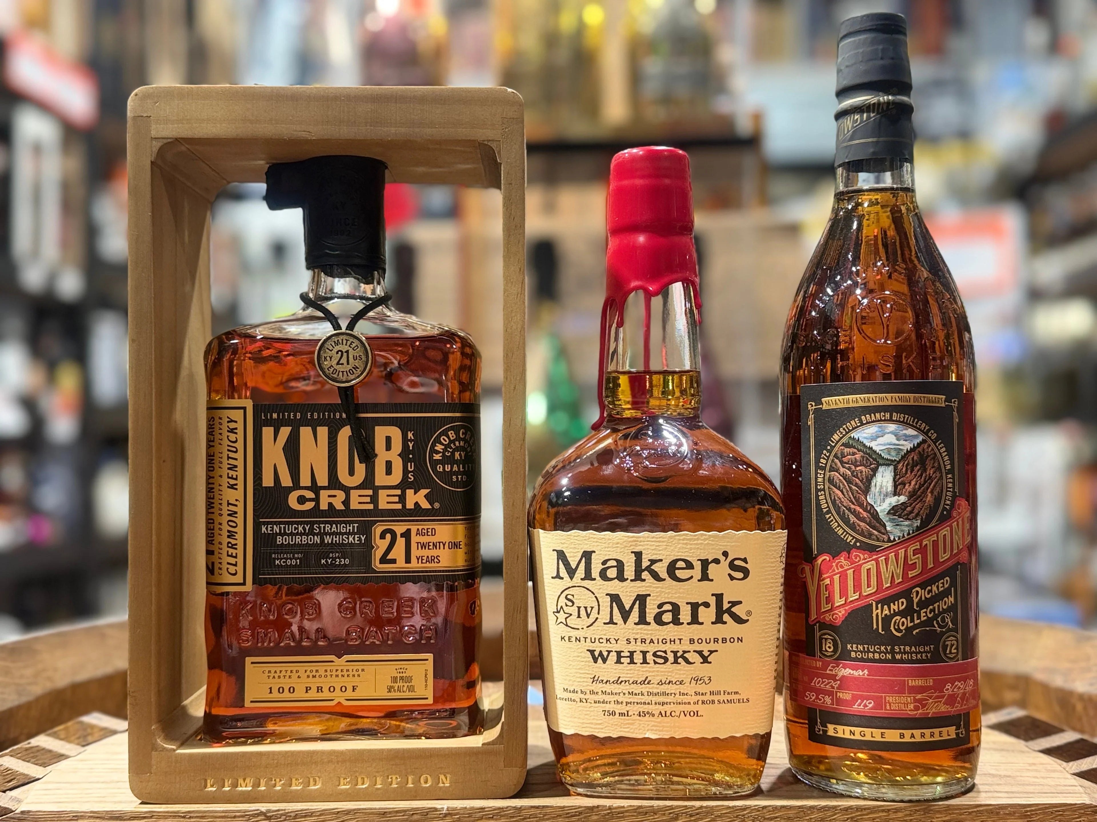 The Powerhouse Trio - Knob Creek 21 Year Limited Edition, Maker’s Mark, and Yellowstone handpicked Collection Bundle (3 x 750ml)