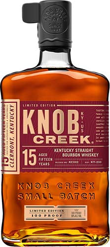 Knob Creek 15 Year Old 100 Proof Kentucky Straight Bourbon Whiskey.