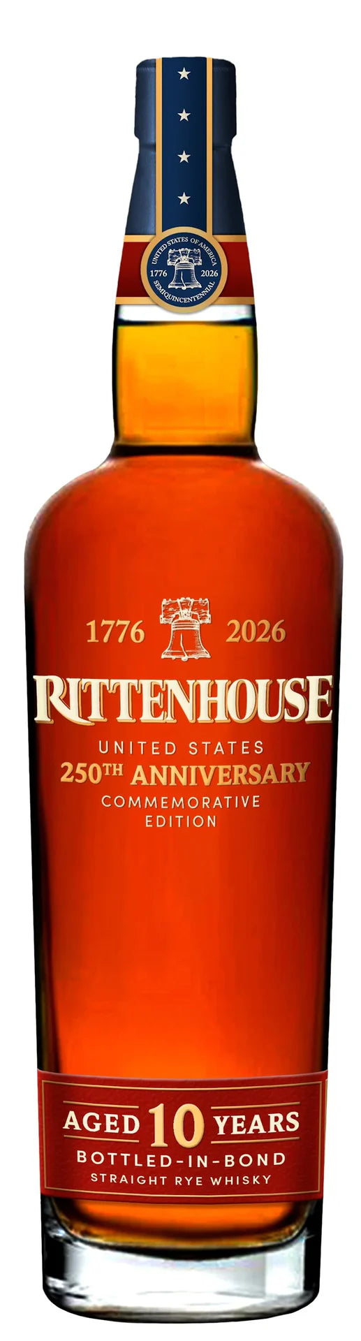 Rittenhouse 10 Year Straight Rye Whiskey Bottled in Bond 250th Anniversary Commemorative Edition 750ml