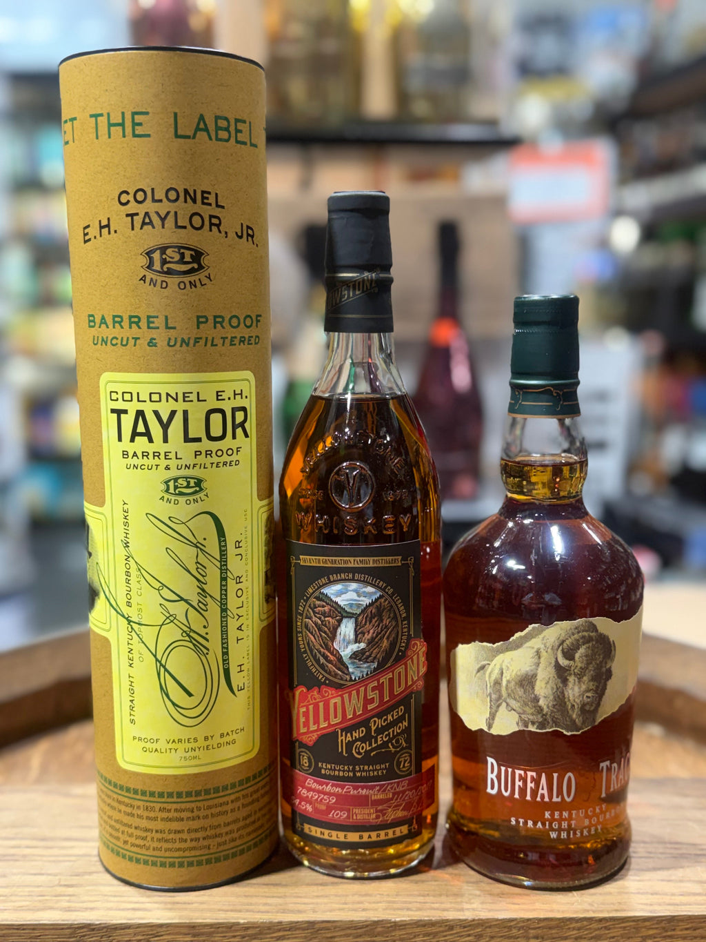 Eh Taylor Barrel Proof, Yellowstone Hand Pick, and Buffalo Trace Bundle ( 3Pack x 750ml).