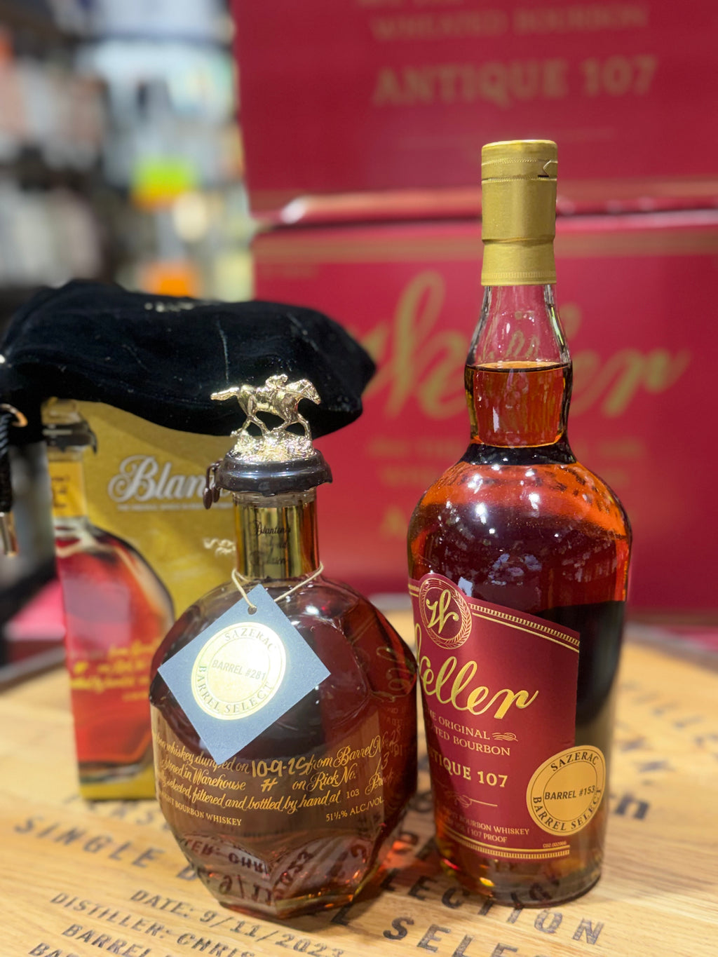 Blanton’s Gold Limited Edition Store Pick & Weller Antique 107 Store Pick Bundle (2 × 750 ml).