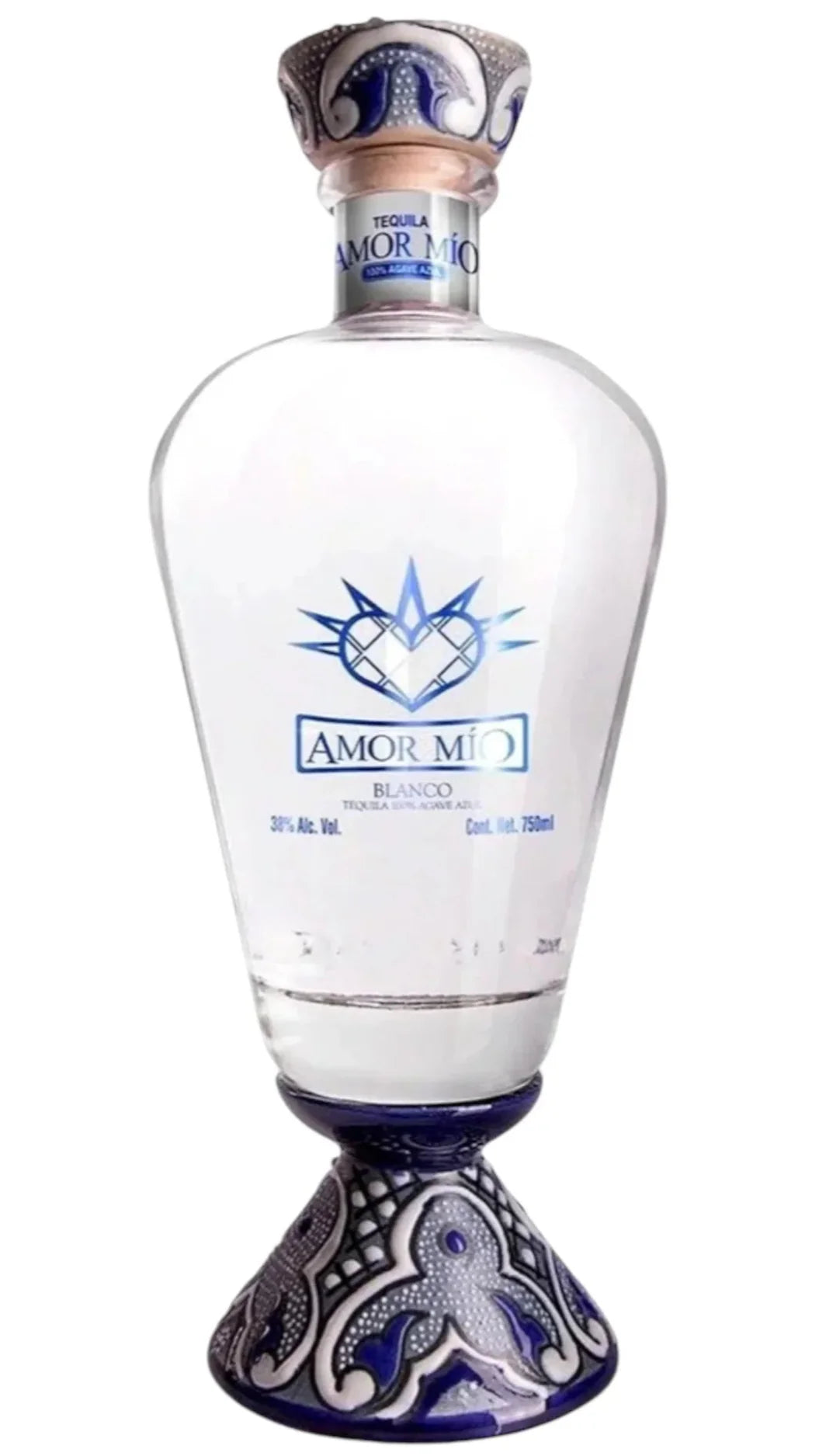 Amor Mio " Nom. 1466 " Hand Painted Glass & Ceramic Blanco Tequila