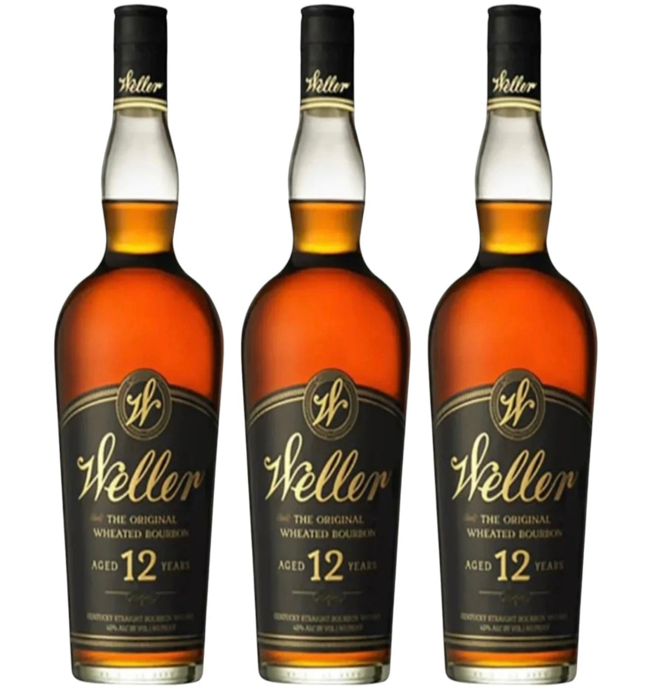 Weller 12 Year Old Kentucky Straight Bourbon Whiskey Bundle (3 x 750ml Bottles).