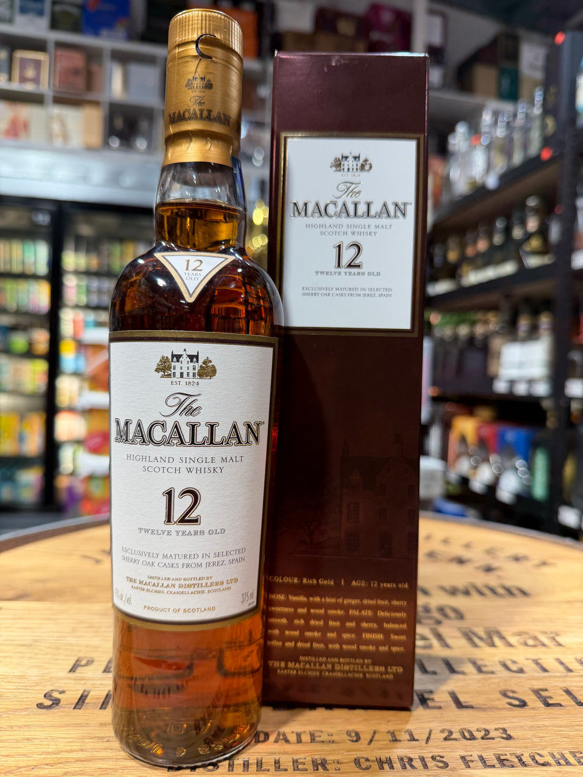 The Macallan 12 Year Old Sherry Oak (375ml). Old style