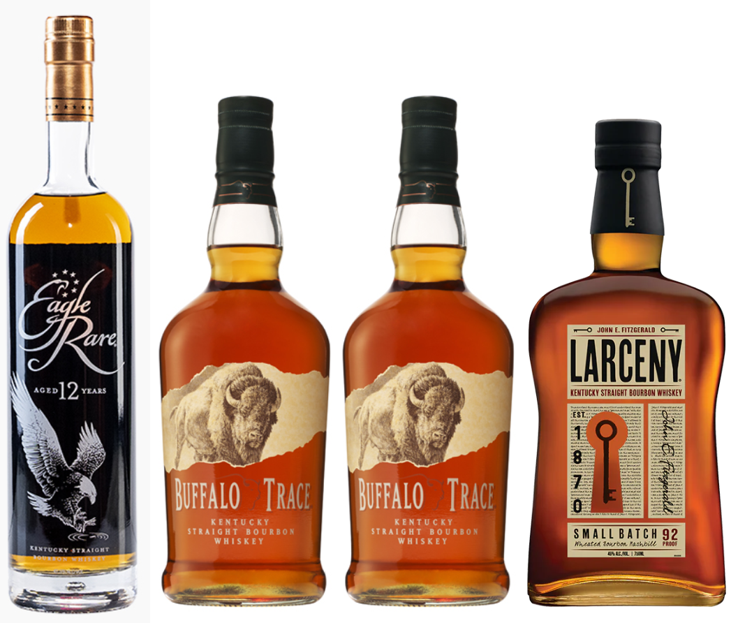 Eagle Rare 12 Year, 2 Buffalo Trace & Larceny Small Batch Bourbon Bundle – 4 Bottle Pack (750ml Each) – Hot Item.