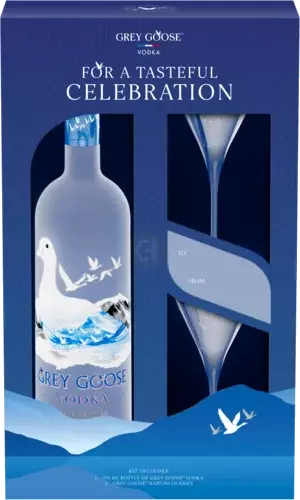 Grey Goose Vodka Gift Pack With Two Branded Martini Glasses