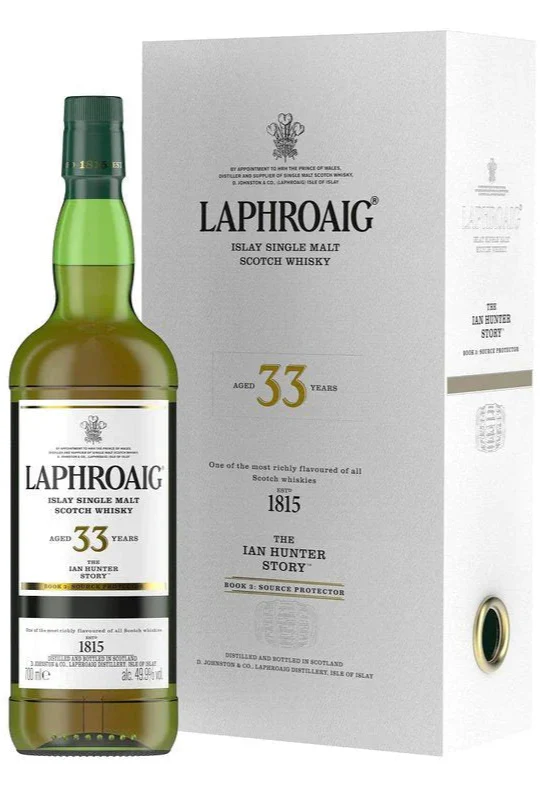 Laphroaig 33 Year Old Single Malt Scotch Whisky "The Ian Hunter Story Book Source Protector"