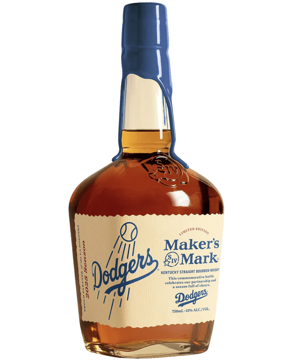 Maker’s Mark Limited Edition Dodgers 2025 Season Kentucky Straight Bourbon Whisky (750ml, 45% ABV).  LIMITED 2 bottles per Customer.