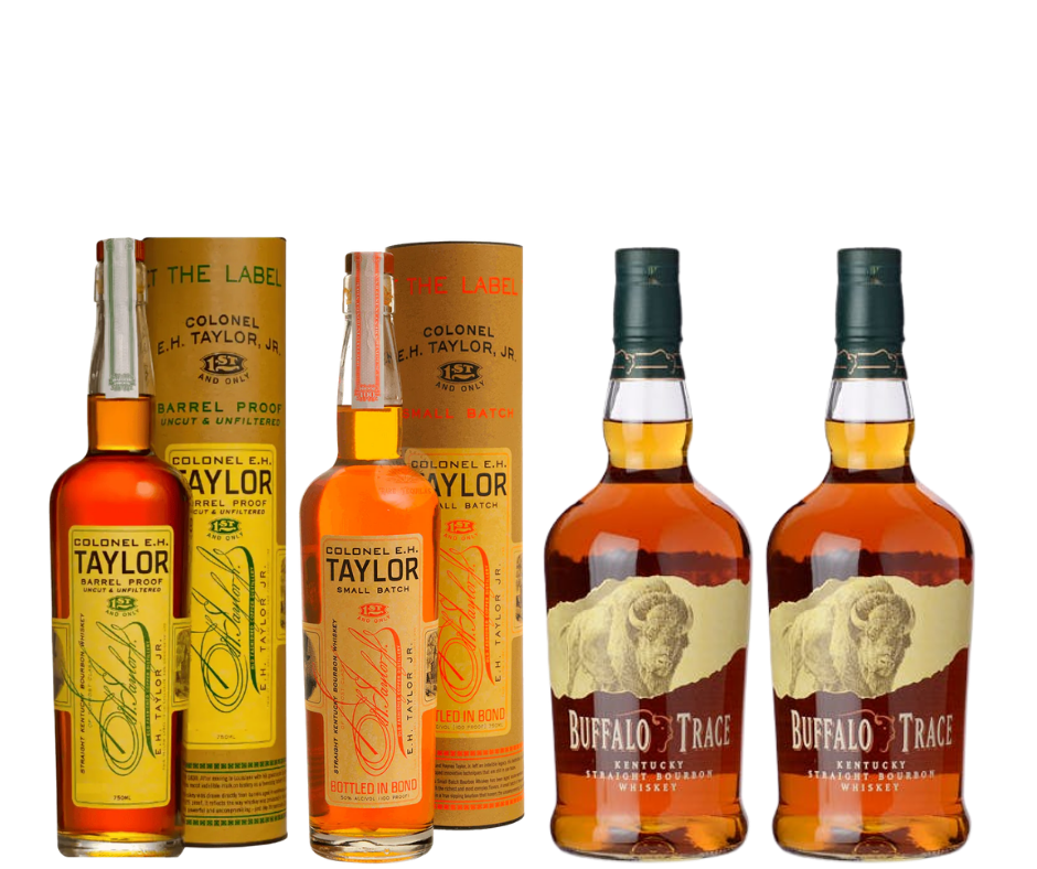 Eh Taylor Barrel Proof, Small Bath, and 2 bottles Buffalo Trace Bundle ( 4 Pack x 750ml).