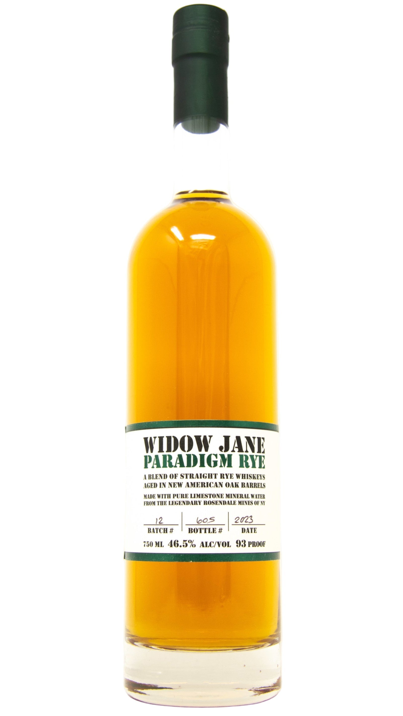 Widow Jane Paradigm Rye Blended Straight Rye Whiskey (750 ml, 93 proof / 46.5% ABV)