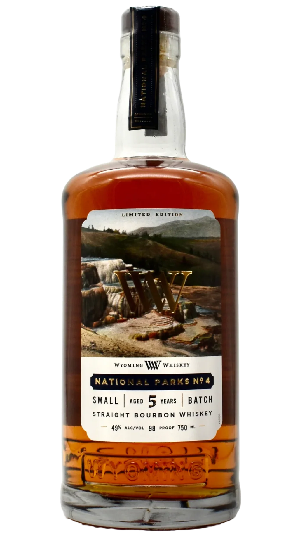 Wyoming Whiskey National Parks No. 4 Straight Bourbon Whiskey – Mammoth Hot Springs, Yellowstone National Park (750 ml)