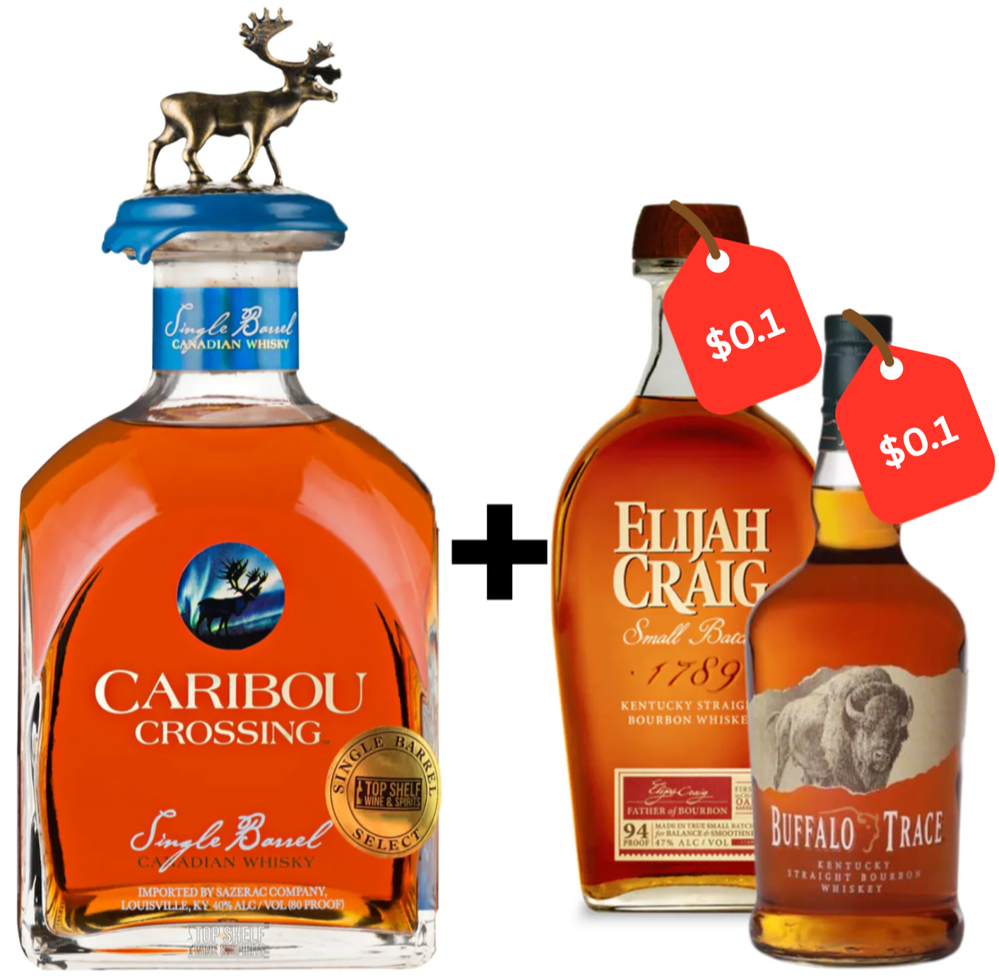 Caribou Crossing + 2 Bourbons Discounted Bundle (Elijah Craig & Buffalo Trace)
