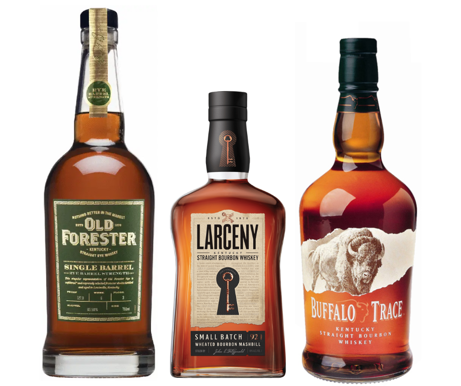 Old Forester Single Barrel Rye, Larceny Small batch, Buffalo Trace Bundles (3 x 750ml)