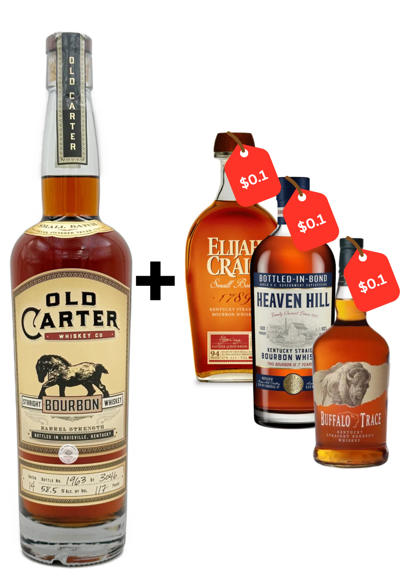 Old Carter Batch 14 + Bourbon Discounted Bundle (Elijah Craig, Heaven Hill & Buffalo Trace)