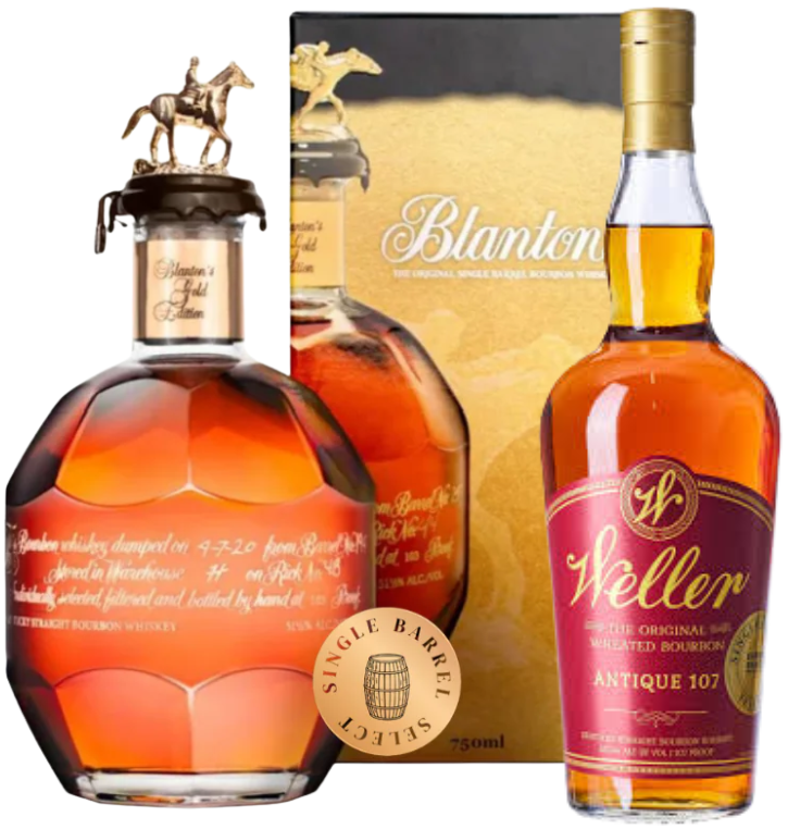 Blanton’s Gold Limited Edition Store Pick & Weller Antique 107 Store Pick Bundle (2 × 750 ml).